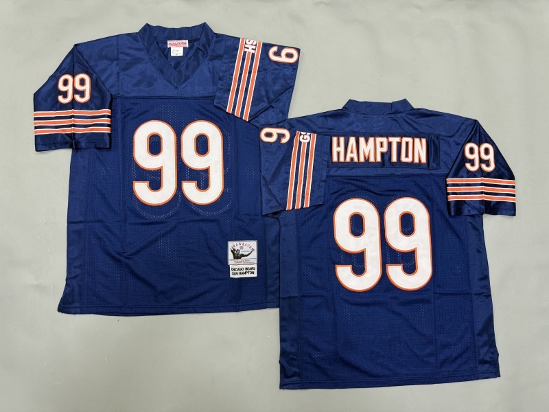 Men 2025 Nike Chicago Bears 99 Hampton blue Throwback Limited NFL Jersey style 002